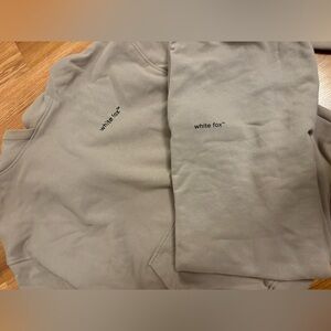 WHITE FOX HOODIE (L) SWEATPANTS (L but fit like a Medium)
